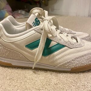 J.Crew/New Balance Cream and Green Sneakers